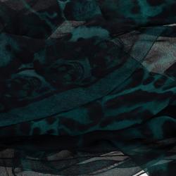 Pre Owned Alexander McQueen Green Chiffon Animalier Skull Square Scarf
