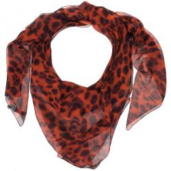 Pre Owned Alexander McQueen Red Leopard Skull Print Square Scarf