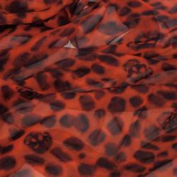 Pre Owned Alexander McQueen Red Leopard Skull Print Square Scarf