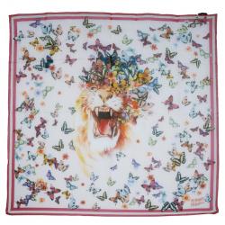 Alexander McQueen Butterfly and Lion Print Square Scarf
