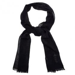 مملوكة مسبقًا Alexander McQueen Black Silk and Wool Skull Scarf