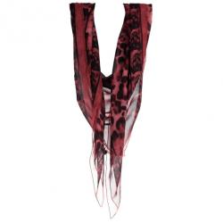 Alexander McQueen Red Chiffon Animalier Skull Square Scarf