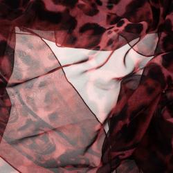 Alexander McQueen Red Chiffon Animalier Skull Square Scarf