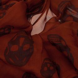 Pre Owned Alexander McQueen Classic Orange Skull Print Scarf
