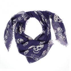 Pre Owned Alexander McQueen Classic Blue Skull Print Scarf
