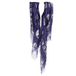 Pre Owned Alexander McQueen Classic Blue Skull Print Scarf