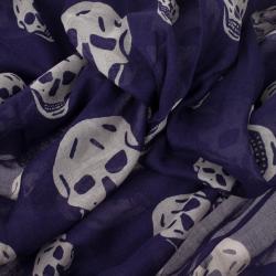Pre Owned Alexander McQueen Classic Blue Skull Print Scarf