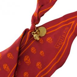 مملوكة مسبقًا Alexander Mcqueen Red Bird Dragonfly Silk Cape Scarf