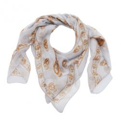 Pre Owned Alexander McQueen Grey Skull Silk Scarf