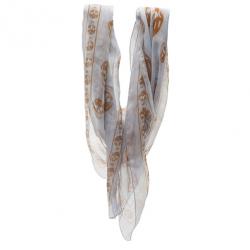 Pre Owned Alexander McQueen Grey Skull Silk Scarf