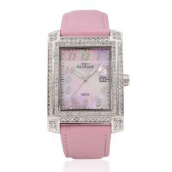 AquaMarin Diamond Mother of Pearl SS Leather Womens Wristwatch 34 MM