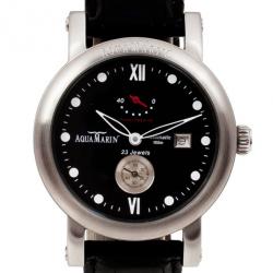 AquaMarin XL Power Reserve SS Leather Mens Wristwatch 46 MM		