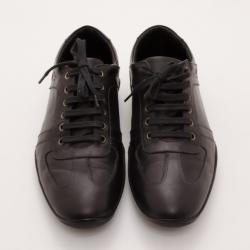 Armani Collezioni Black Leather Men's Sneakers Size 43