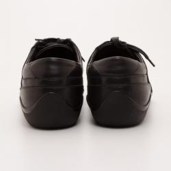 Armani Collezioni Black Leather Men's Sneakers Size 43