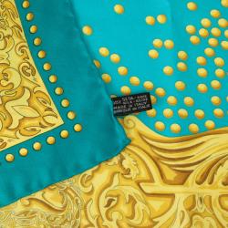 Balenciaga Yellow and Blue Silk Square Scarf