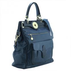 Pre Owned Balenciaga Black and Teal Leather Lune Tote 