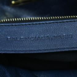 Pre Owned Balenciaga Black and Teal Leather Lune Tote 