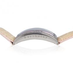 Pre Owned Barthelay Pink Mother Of Pearl Diamond Fond Acier Womens Wristwatch 30 MM