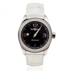 Pre Owned Bell & Ross Mystery Diamond SS Leather Womens Wristwatch 34 MM
