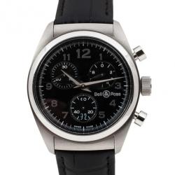 Bell & Ross Classic SS Leather Chronograph Womens Wristwatch 34 MM		