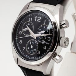 Bell & Ross Classic SS Leather Chronograph Womens Wristwatch 34 MM		