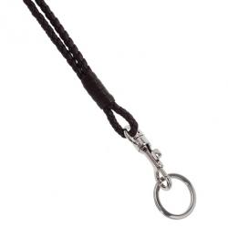 Pre Owned Bottega Veneta Dark Brown Intrecciato Leather Lanyard Key Fob