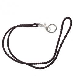 Pre Owned Bottega Veneta Dark Brown Intrecciato Leather Lanyard Key Fob
