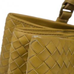 Pre Owned Bottega Veneta Mustard Leather Roma Intrecciato Tote