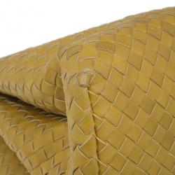Pre Owned Bottega Veneta Mustard Leather Roma Intrecciato Tote