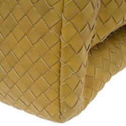 Pre Owned Bottega Veneta Mustard Leather Roma Intrecciato Tote