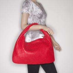 Pre Owned Bottega Veneta Large Intrecciato Nappa in Red