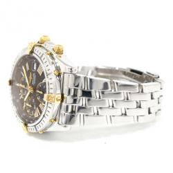 Breitling Piccolo Chronomat SS Yellow Gold Black Mens Wristwatch