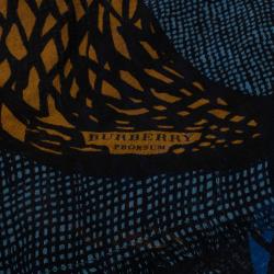 مملوكة مسبقًا Burberry Prorsum Blue African Campanula 200x120cm Cashmere &amp; Silk Scarf