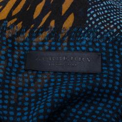 مملوكة مسبقًا Burberry Prorsum Blue African Campanula 200x120cm Cashmere &amp; Silk Scarf