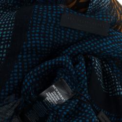 مملوكة مسبقًا Burberry Prorsum Blue African Campanula 200x120cm Cashmere &amp; Silk Scarf