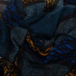مملوكة مسبقًا Burberry Prorsum Blue African Campanula 200x120cm Cashmere &amp; Silk Scarf