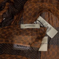 مملوكة مسبقًا Burberry Cravate Check Orange and Brown Scarf 