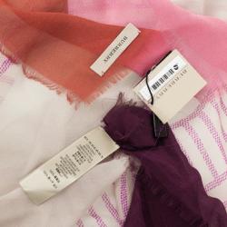 Pre Owned Burberry Mulberry Silk Multicolour Square Scarf