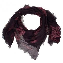 Pre Owned Burberry Maroon Modal &amp; Cashmere Square Scarf
