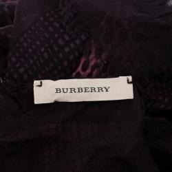 Pre Owned Burberry Maroon Modal &amp; Cashmere Square Scarf