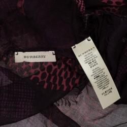 Pre Owned Burberry Maroon Modal &amp; Cashmere Square Scarf