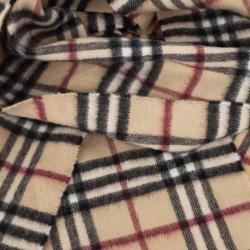 Pre Owned Burberry Beige Novacheck Cashmere and Wool Scarf
