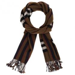مملوكة مسبقًا Burberry Brown Novacheck Cashmere and Merino Scarf