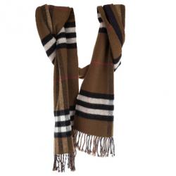 مملوكة مسبقًا Burberry Brown Novacheck Cashmere and Merino Scarf