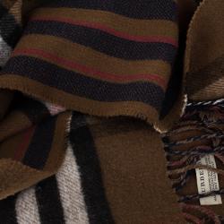 مملوكة مسبقًا Burberry Brown Novacheck Cashmere and Merino Scarf