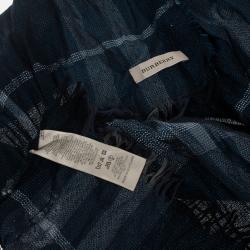 Pre Owned Burberry Blue Novacheck Stole