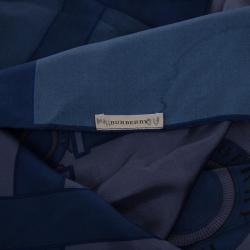 Pre Owned Burberry Blue Clasp Print Scarf