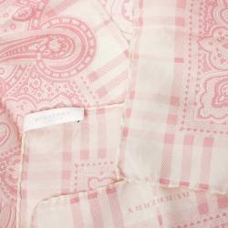 Pre Owned Burberry Printed Square Silk Scarf