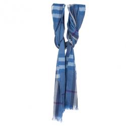 Pre Owned Burberry Blue Novacheck Stole