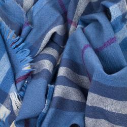 Pre Owned Burberry Blue Novacheck Stole